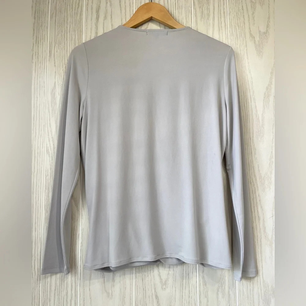 Banana Republic Gray Polyester Faux Wrap Blouse Size S EUC - Picture 3 of 3
